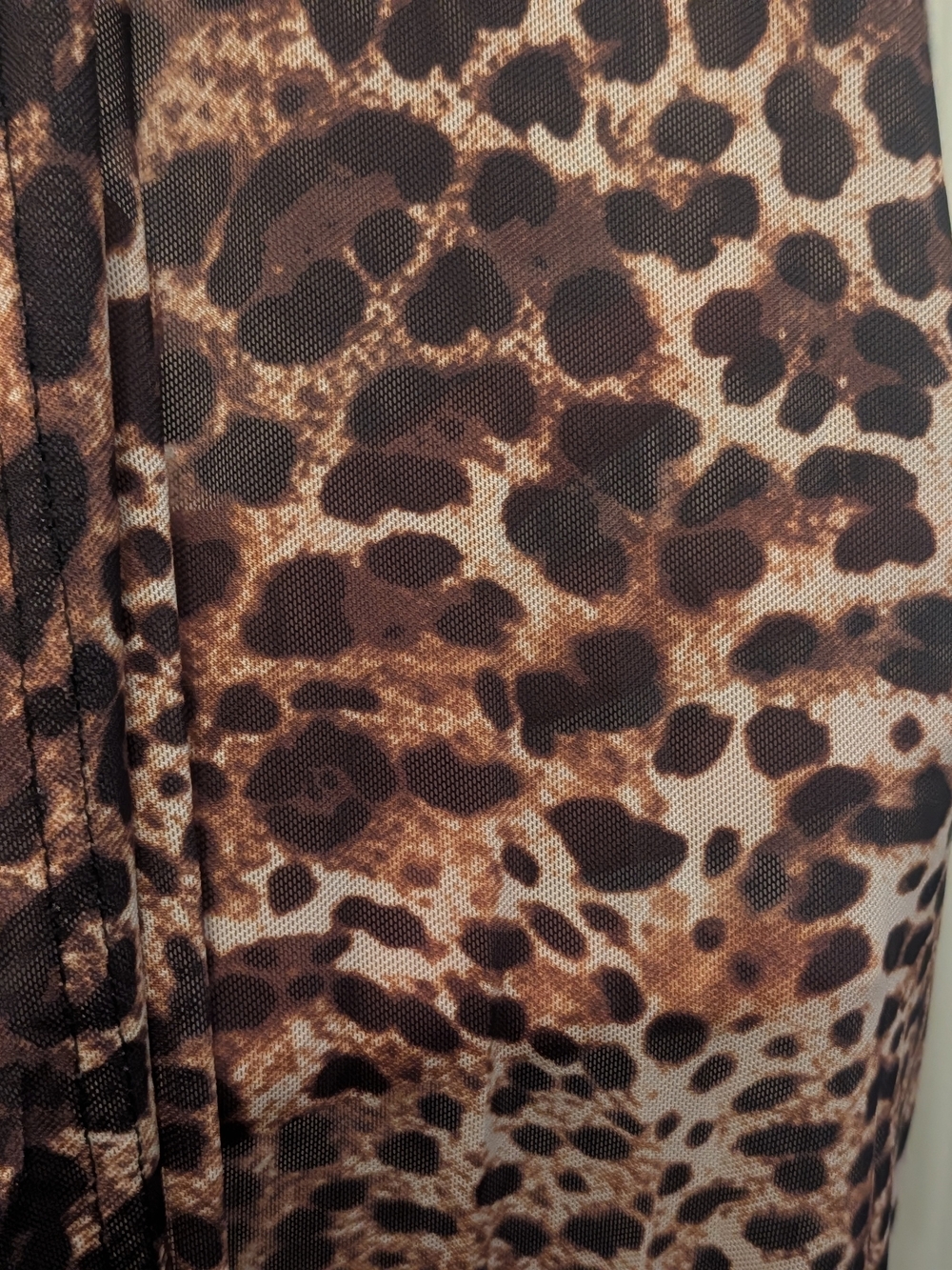 Leopard Print Long Kimono Robe - Brown - Picture 4 of 4